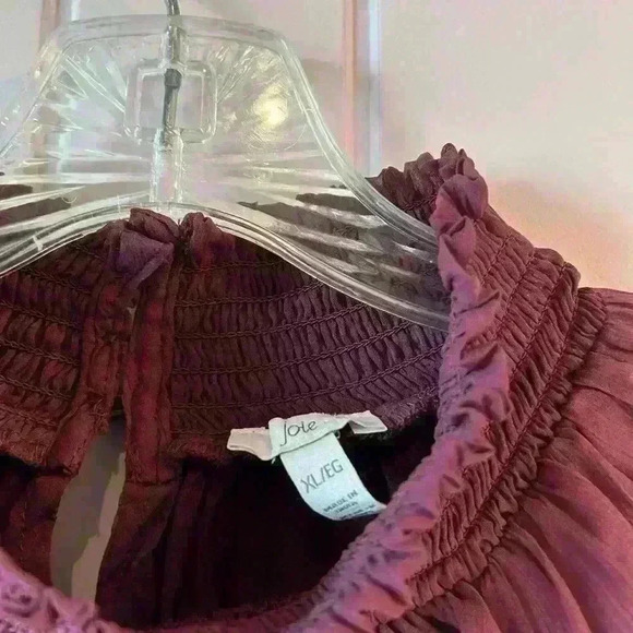 NWT Joie burgundy smocked blouse - Picture 6 of 8